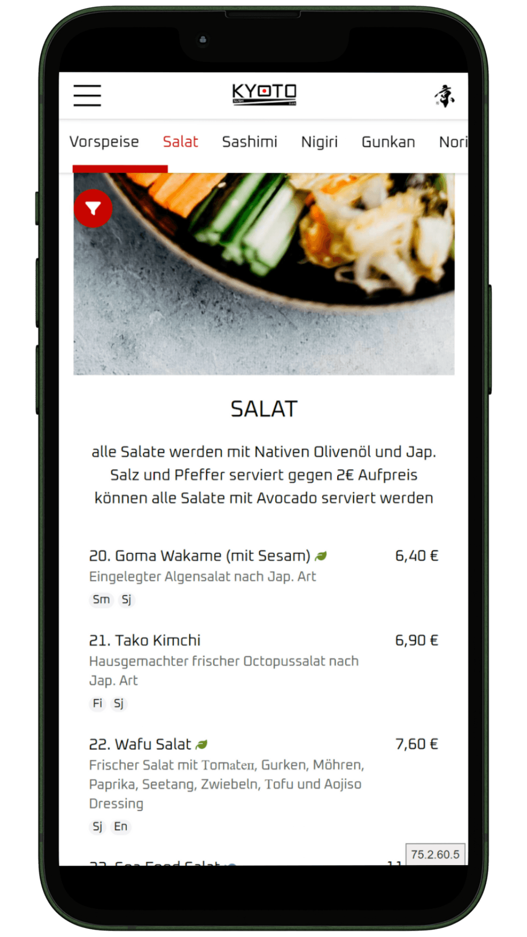 WebApp für Sushi Restorant